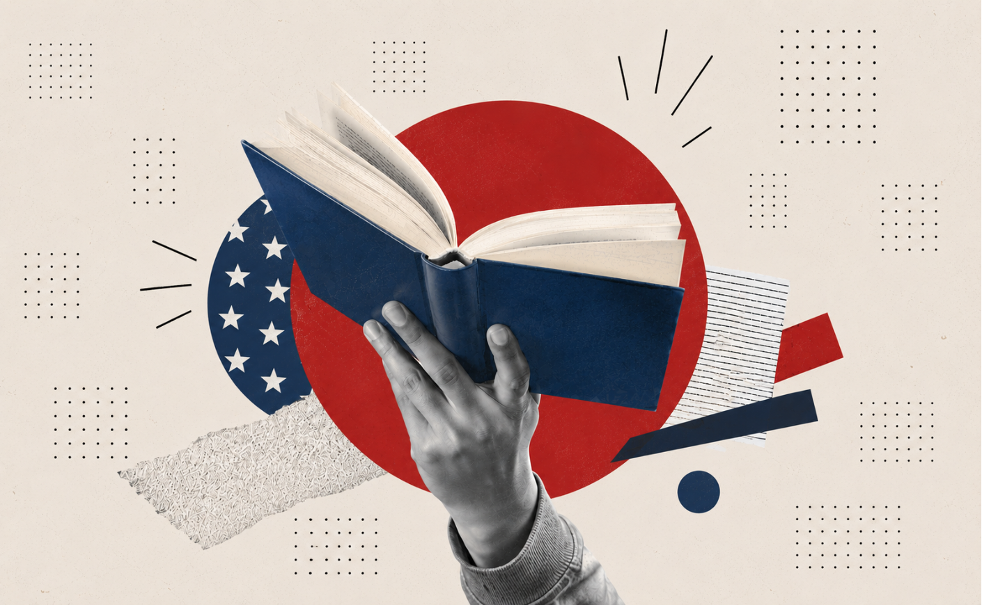 Illustration of a hand holding a book