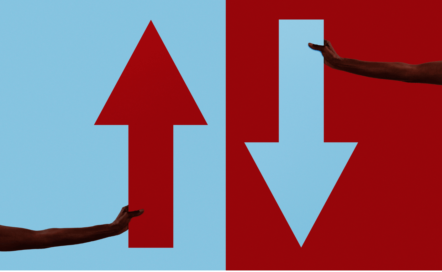 hands with arrows up and down