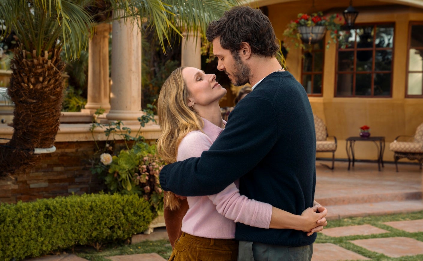 kristen bell and adam brody embracing in a still from Nobody Wants This