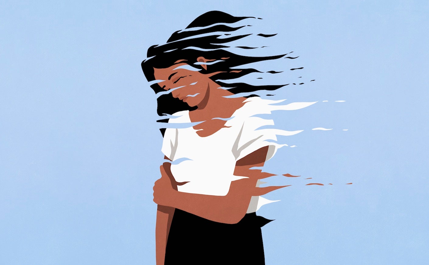 illustration of a woman slipping away