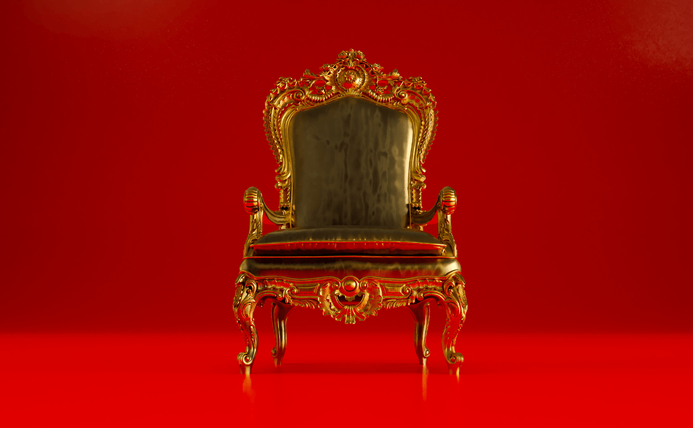 gold throne in a red room