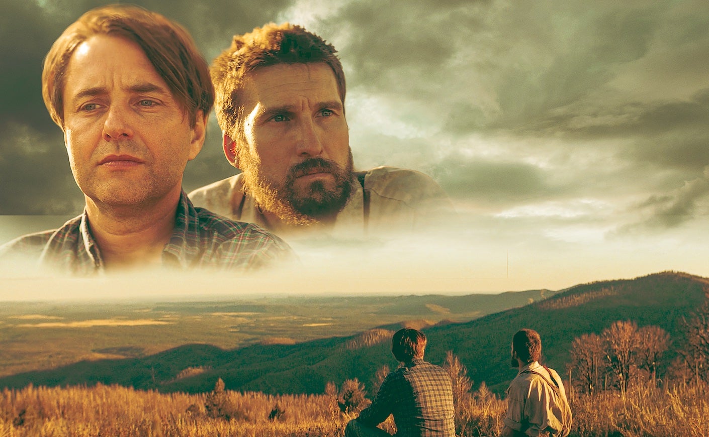 vincent kartheiser and landon ashworth against a vista in the movie Go On