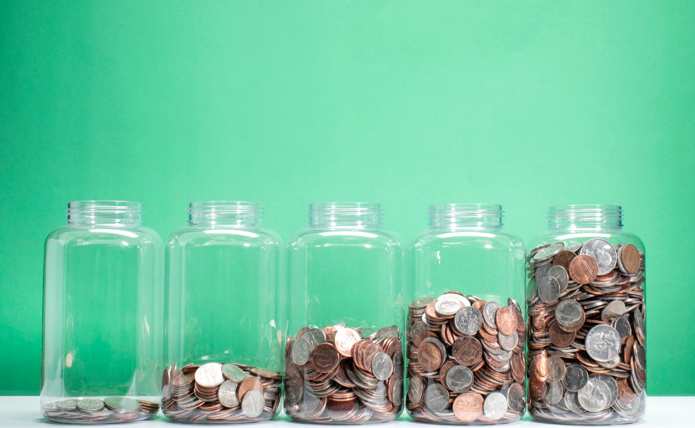 coins in jars