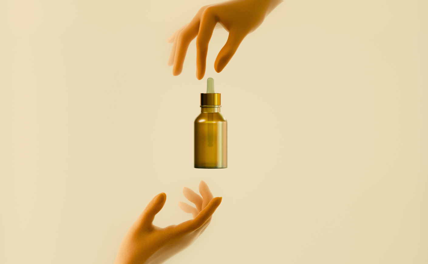 hands reaching toward bottle
