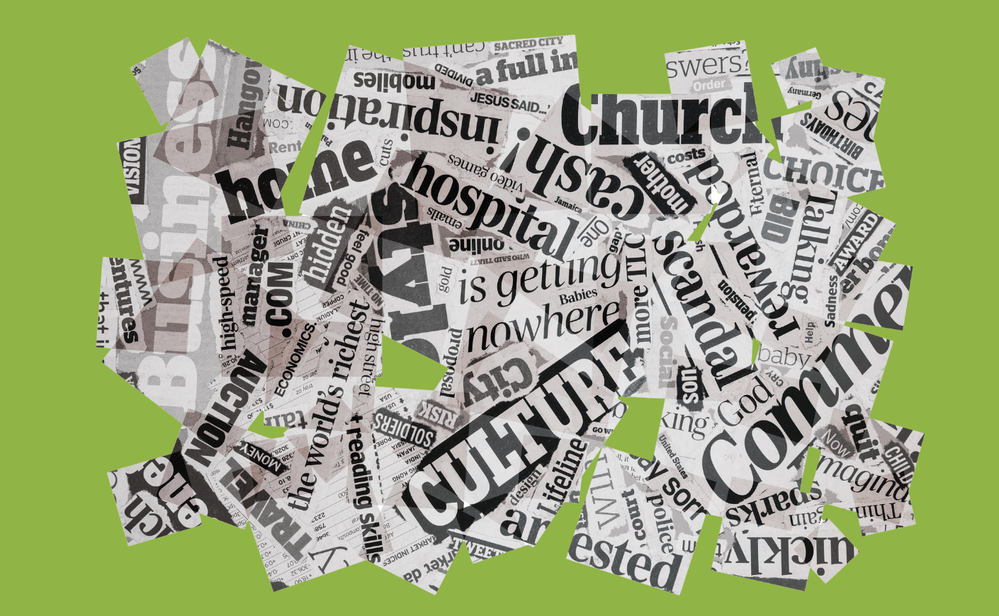 news headlines on green background