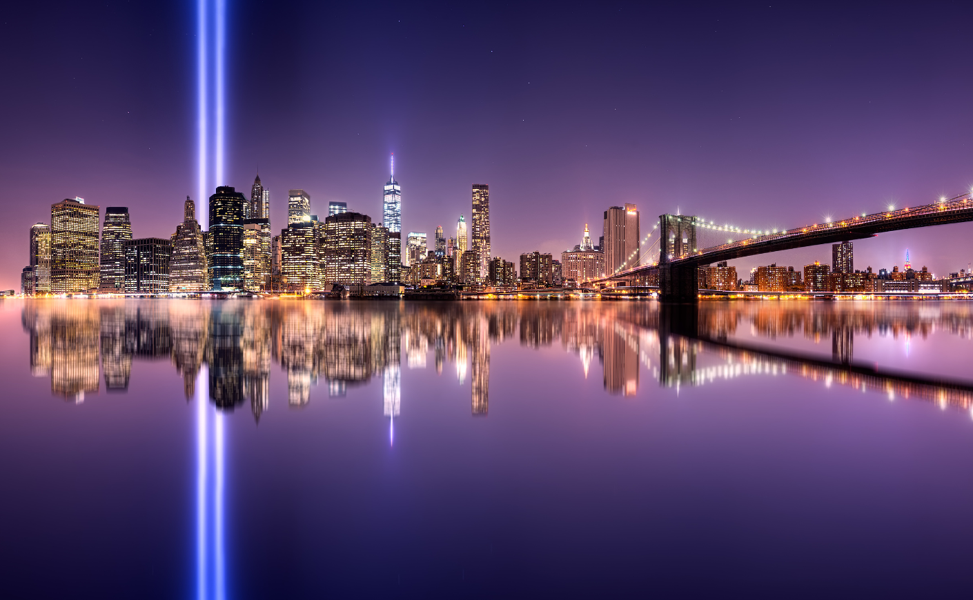 Lights in the spot of the Twin Towers in NYC