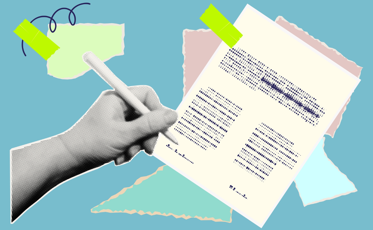 Illustration of a hand signing a legal document