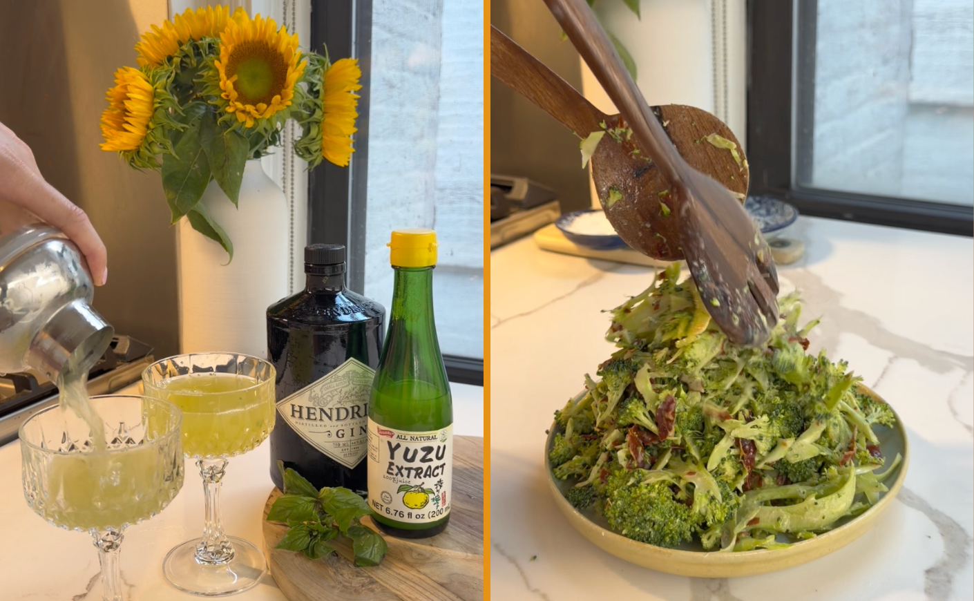 Cocktails and a salad made with yuzu extract
