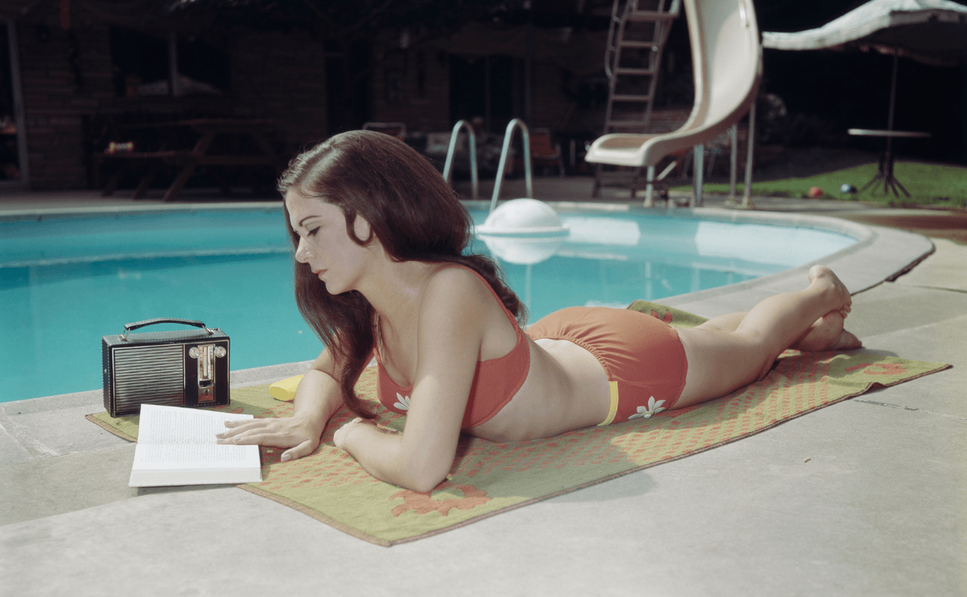 woman in 1960s reading book