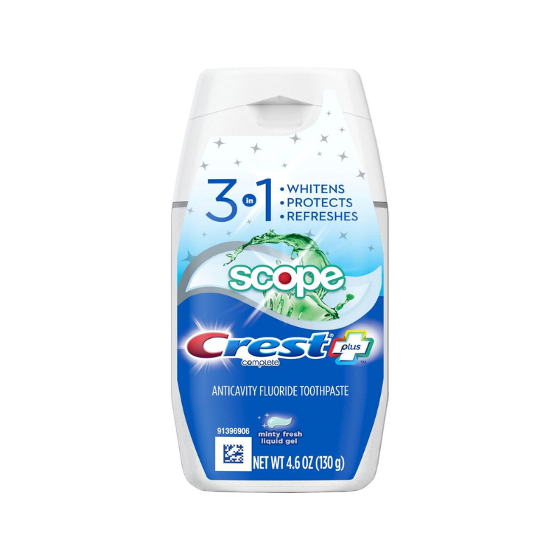 Crest Complete Plus Scope 3-in-1 Anticavity Fluoride Liquid Gel Toothpaste, Minty Fresh, 4.6 OZ