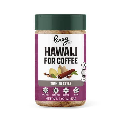 A container of Hawaij spice.