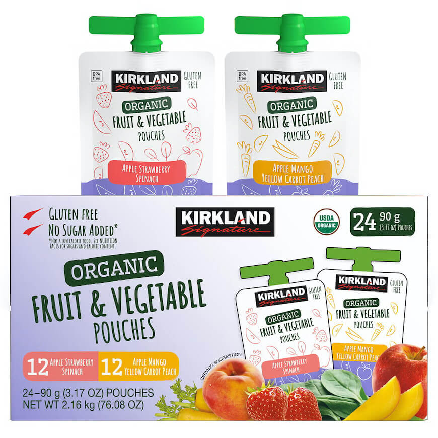 A box of fruit and vegetable pouches