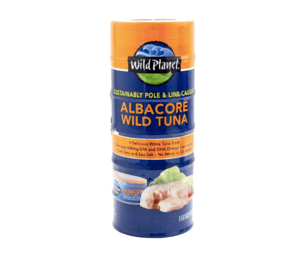 Cans of Wild Planet tuna.