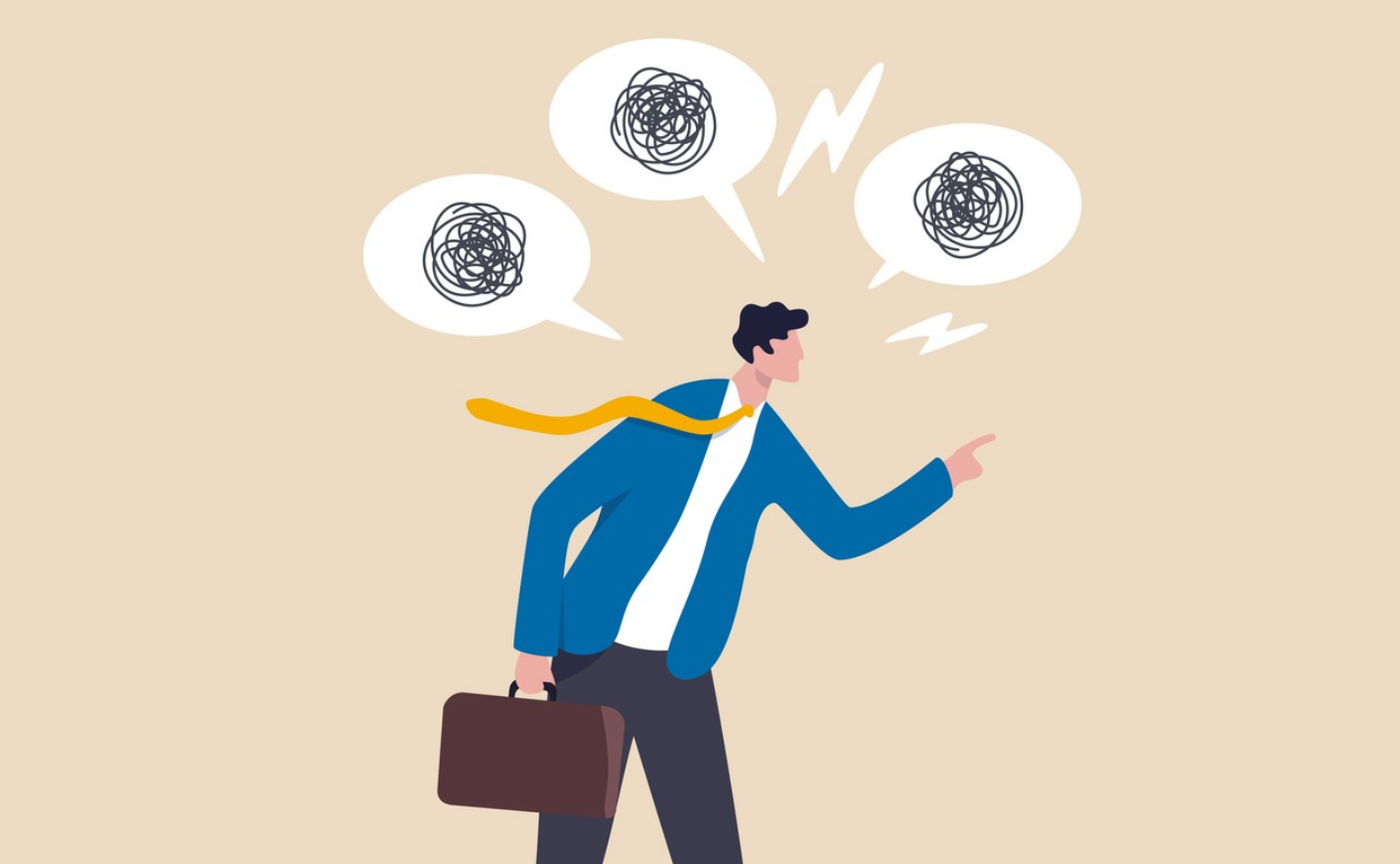 illustration of a man in a suit pointing and yelling