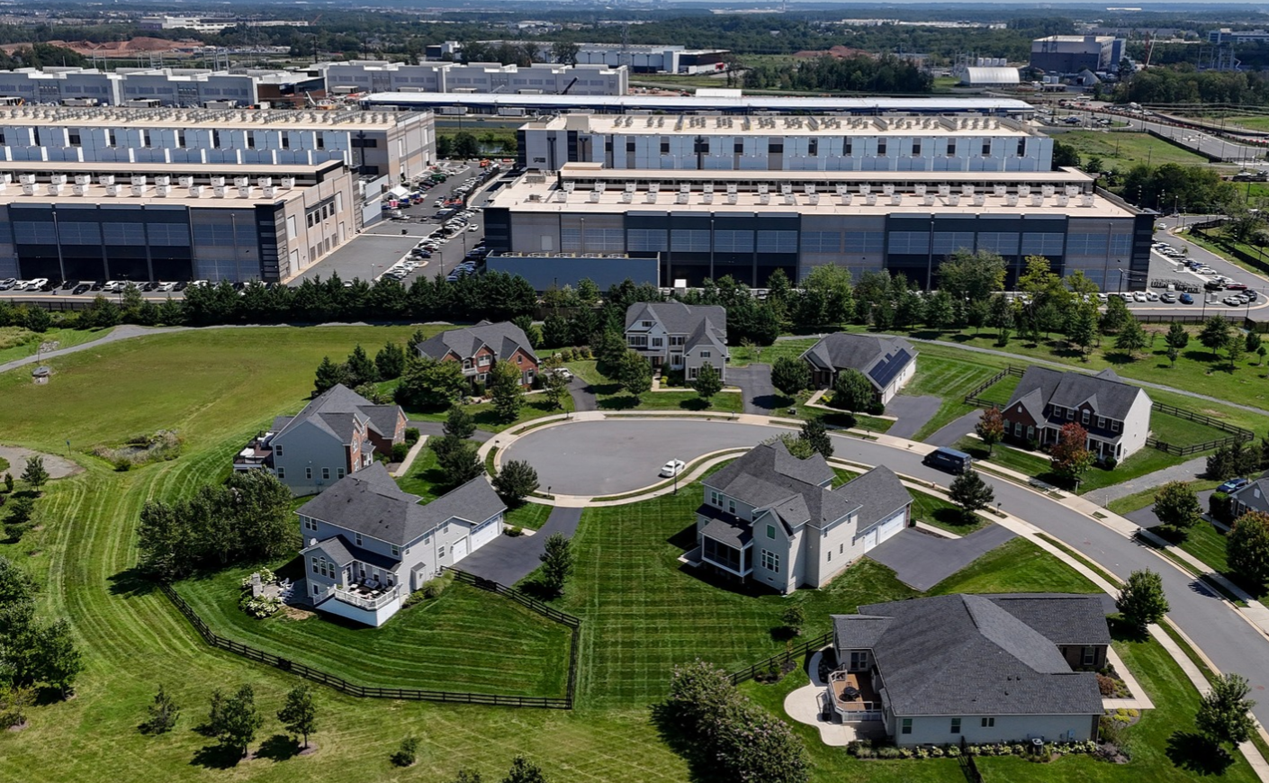 An Amazon data center built behind a residential neighborhood