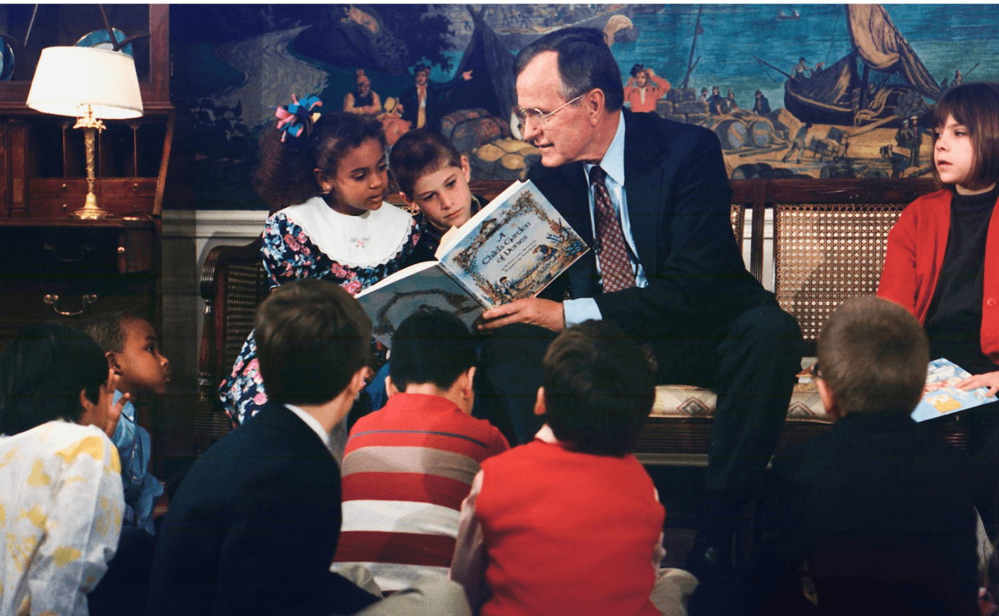 President Bush reading to children