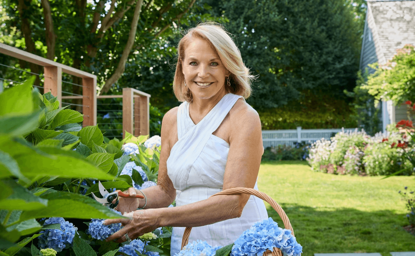 Katie Couric at her Hamptons house garden