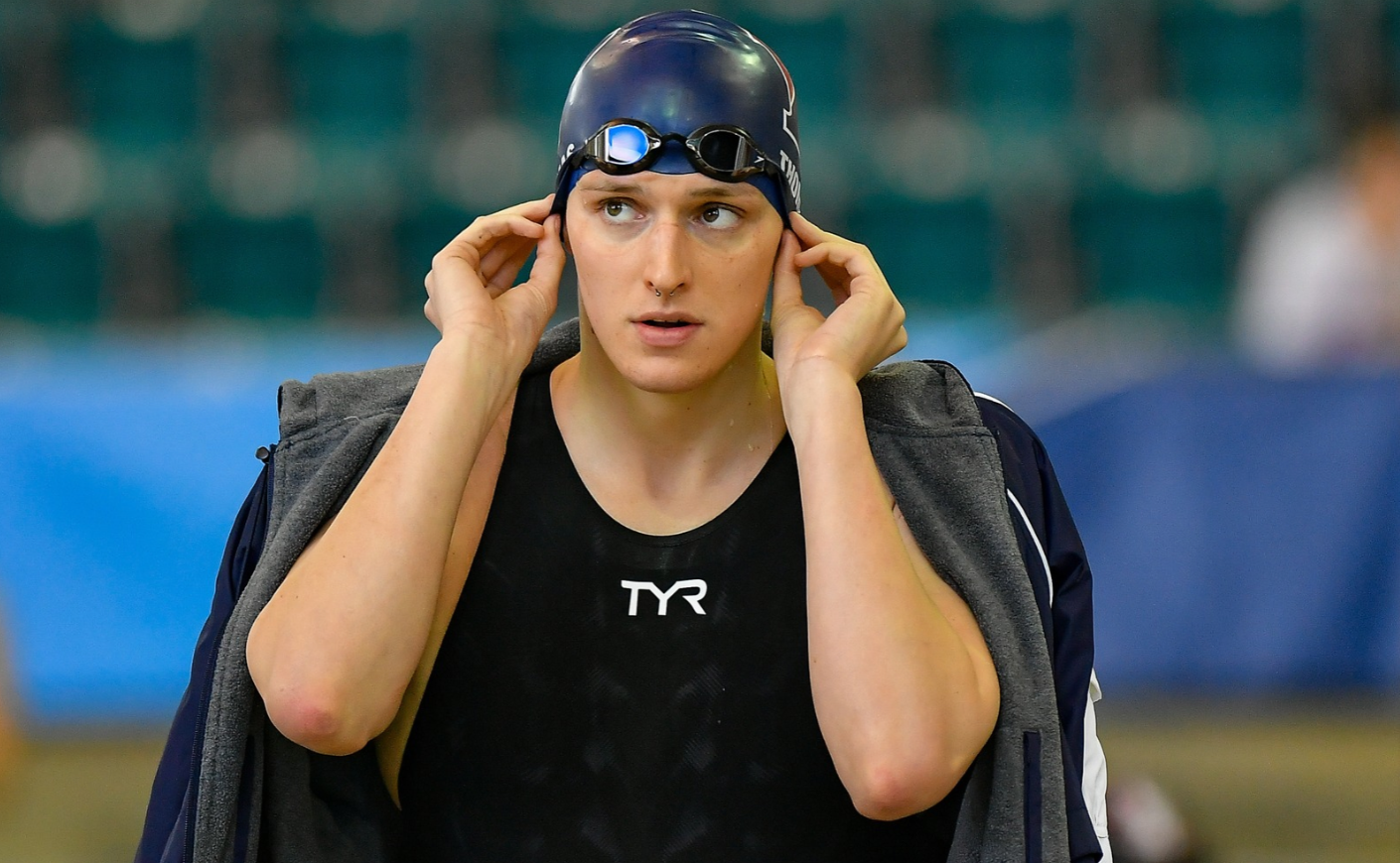 University of Pennsylvania swimmer Lia Thomas on the deck at the NCAA Swimming and Diving Championships on March 17th, 2022