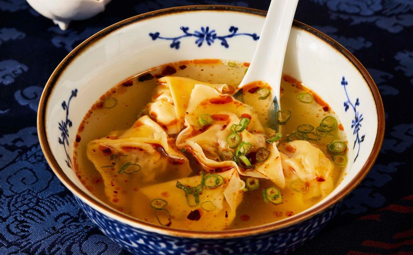 A bowl of wonton soup